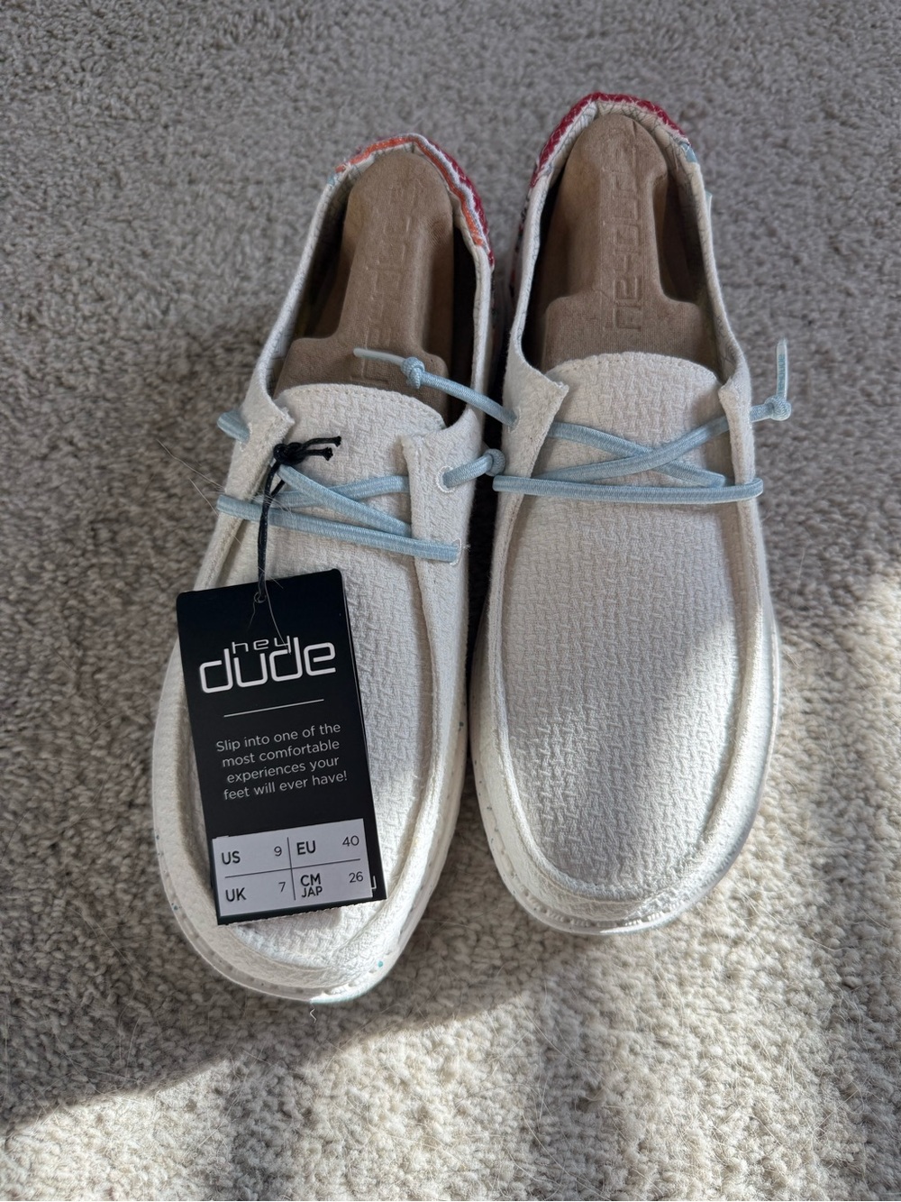 Hey Dude White Slip-On Shoes with Orange Accent - Picture 4 of 4